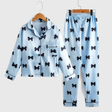 5-12Y Kid Girl Autumn Faux Silk Long-sleeve  Loungewear Pajamas