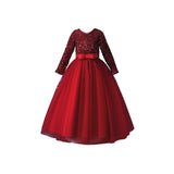 4-14T Kid Girl Princess Ins Long Sequined Formal Dresses
