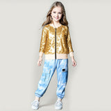 Kid Girl Sequined Coat Baseball Uniform Cotton-padded Jacket