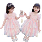 Kid Girls Summer Princess Fluffy Yarn Dresses