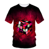 Kid Boy Rubik Cube 3D Digital Printing Casual Short-sleeved T-shirt