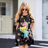 Kid Girl Princess 3D Pony Print Elegant Off Shoulder Dress