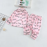 6M-4T Baby Girl Summer Satin Printed Long-sleeved Loungewear Pajamas