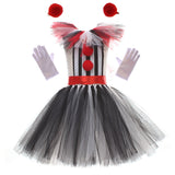 Halloween Children's Striped Clown Costume Cosplay Girl Tutu Horror