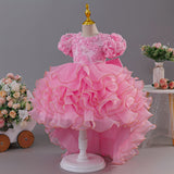 Kid Girls Trailing Three-dimensional Bubble Sleeve Tutu Dress