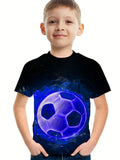 Kid Boy Flame Football 3D Printed Casual Short Sleeve T-Shirt