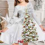 Princess Dress Girls Skirt New Swing Dress Christmas Long Sleeve Crew Neck Skirt