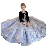 Kid Girl Host Evening Long Sleeve Birthday Show Piano Princess Dress