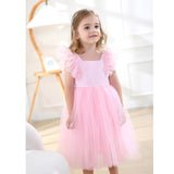 1-5T Kid Baby Girls Flying Sleeve Flower Performance Dress