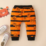 Baby Halloween Pumpkin Print Long Sleeve 3 Pcs Sets