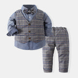 6M-5T Kid Baby Boys Gentleman Long Sleeve Formal Suits 4 Pcs Set