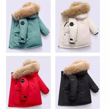 4-14T Kid Boy Girl Fur Collar Parker Padded Jacket Coats