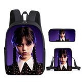 Wednesday Addams Elementary Schoolbags Backpack Three Piece Set