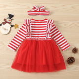 Kid Baby Girl Winter Santa Claus Printed Yarn Cotton Mesh Dress