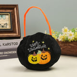 Embroidered Halloween Portable 3D Candy Pumpkin Lantern Bag Basket