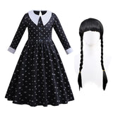Girls Dress Movie Wednesday Costume Black Gown Children Dress Up Halloween Carnival Party Princess Dresses