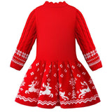 Kid Girls Christmas Elk Snowflake Knitted Autumn Sweaters