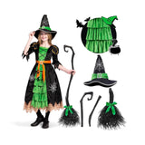 2-8T Kid Girl Halloween Styling Masquerade Witch Dress 3 Pcs