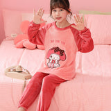 Kid Baby Girls Home Flannel Pajamas Cartoon Velvet Suit