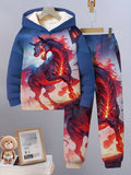 New Trendy Children's Fashion Casual Spider Hooded Sweatshirt Two-piece Set