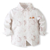 1-5Y Kid Baby Boys Long-sleeved Leaf Print Gentleman Autumn Banquet 4 Pcs Set