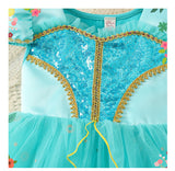 Jasmine Jasmine Princess Dress Lake Blue Sequin Short Sleeve Tutu Girls Halloween Cos Dress