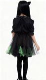 3-6T Kid Girl Printed  Black Cat Playful Dresses 2 Pcs Set