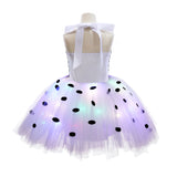 1-10T Kid Baby Girl Loyal Dog Dalmatian LED Light Mesh Luminous Princess Dresses