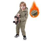 1-10T Kid Baby Boy Girl Autumn Winter Sports Velvet Warm Suit 2 Pcs Set