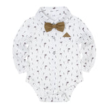 0-24M Boy Baby Retro Gentleman Long Sleeve Overalls Banquet Suit 3 Pcs Set