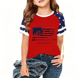 Kid Girl USA Independence Day 250th Anniversary Trend Loose Casual T-Shirt Tops