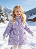 Girls' Winter New Cotton Clothes Children's Bright Leather Leave-in Hooded Cotton Jacket