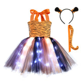 1-10T Kid Baby Girl Animal Glowing Princess Halloween Mesh Dresses