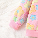 1-8Y Kid Baby Girls Autumn Winter Long-sleeved Fluffy Suits 2 Pcs Set