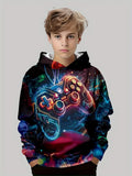 3-12T Kid Boy Girl Long-sleeved 3D Digital Game Console Astronaut Print Hoodie