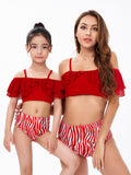 Family Matching Parent-child Tube Ruffle Split Swimsuits