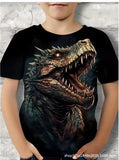 2-12T Kid Boy Dinosaur 3D Digital Printing Casual Short-sleeved T-shirt
