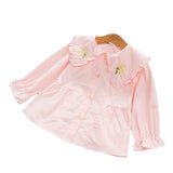 Baby Girl Flower Doll Collar Long Sleeve Shirts