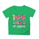 Kid Girl Boy 100 Days of School Print Round Neck Short Sleeve T-shirt Tops