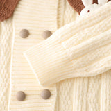 1-6T Kid Baby Girls Knitted Lapel Cardigan Cartoon Suits 2 Pcs Set