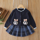 1-6T Kid Baby Girls Sweater Cartoon Rabbit Princess Knitted 2 Pcs Set