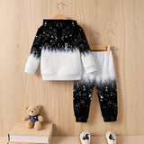 1-8Y Baby Kid Boys Hooded Fashion Trend Gradually Starry Sky Suit 2 Pcs Set