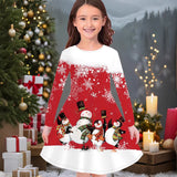 3-10T Kid Girl Flower Long Sleeve Crew Neck Spring Autumn Dresses