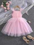 1-6Y Kid Baby Girls Fly Sleeve Mesh Sweet Sequins Princess Dresses
