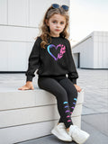 INS Girls 2-piece Set & Love Butterfly Print Long Sleeve Sweater Tights Outdoor Leisure Sports