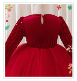 2-6Y Kid Baby Girls Birthday Banquet Red Host Piano Performance Princess Dresses