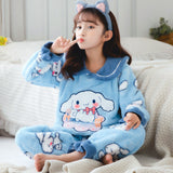 Kid Girl Pajamas Coral Fleece Autumn Winter Thickened Loungewear