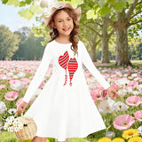 2-10T Kid Girl Crew Neck Long-sleeved Flower Casual Dresses