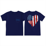 Kid Boy Girl USA Independence Day Printed Crew Neck Short Sleeve T-Shirt