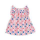 Independence Day Kid Baby Girls  Print Star Flying Sleeve Party Dress